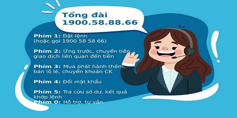 Các phím số tương ứng với dịch vụ hỗ trợ