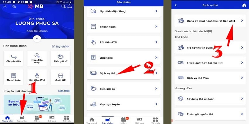 Các bước mở thẻ MBBank
